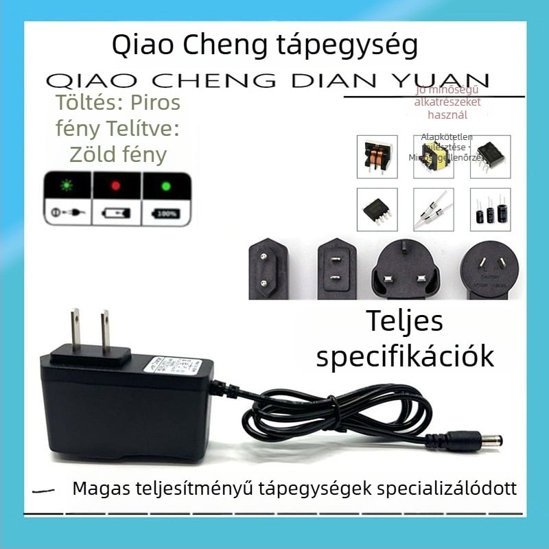18650 Li-ion akkumulátor töltő, bemenet AC110-240V, kimenet DC12.6V1A, sorozat 18650