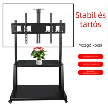 Padlóra álló TV-állvány mobil kivitelben, levehető kerekekkel, fém, modell ST-05, súly 11–35 kg, kereskedelmi kijelzőkhöz