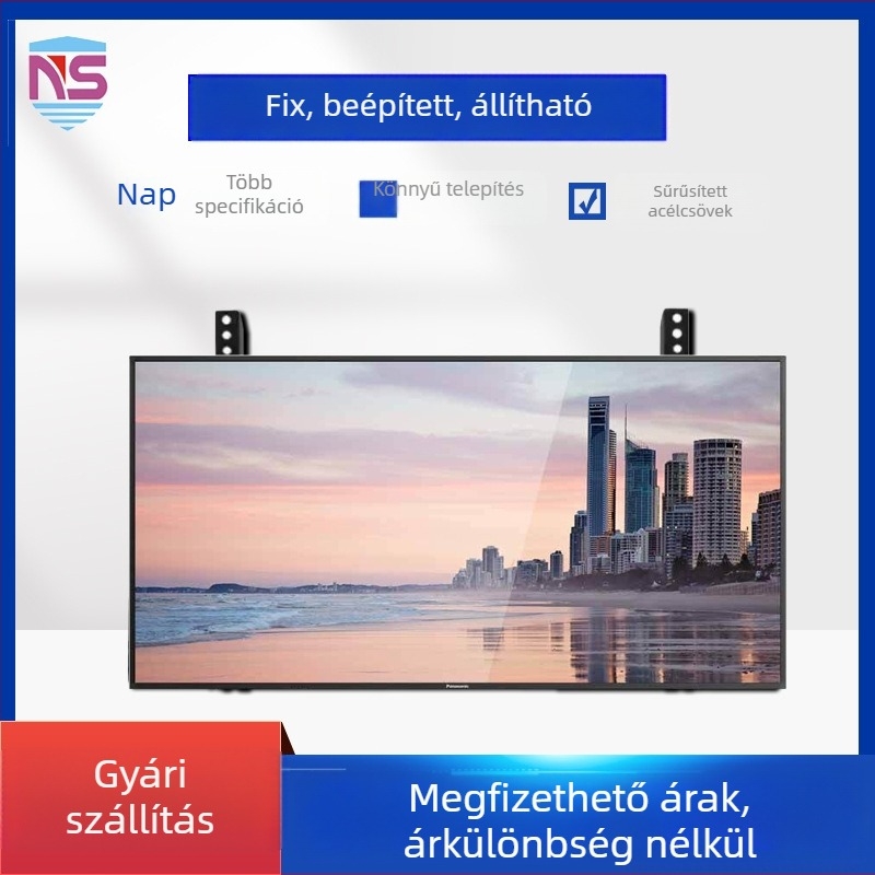 TV‑fali tartó lengő és teleszkópos beállítással, vas keret, mechanikus vezérlés, teherbírás több mint 15 kg