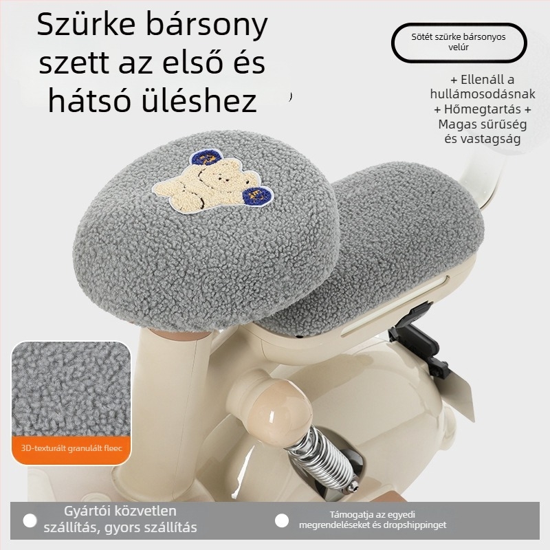 Elektromos kerékpár üléshuzat, téli fleece, vastagított változat, Huiying, logónyomtatás, testreszabható