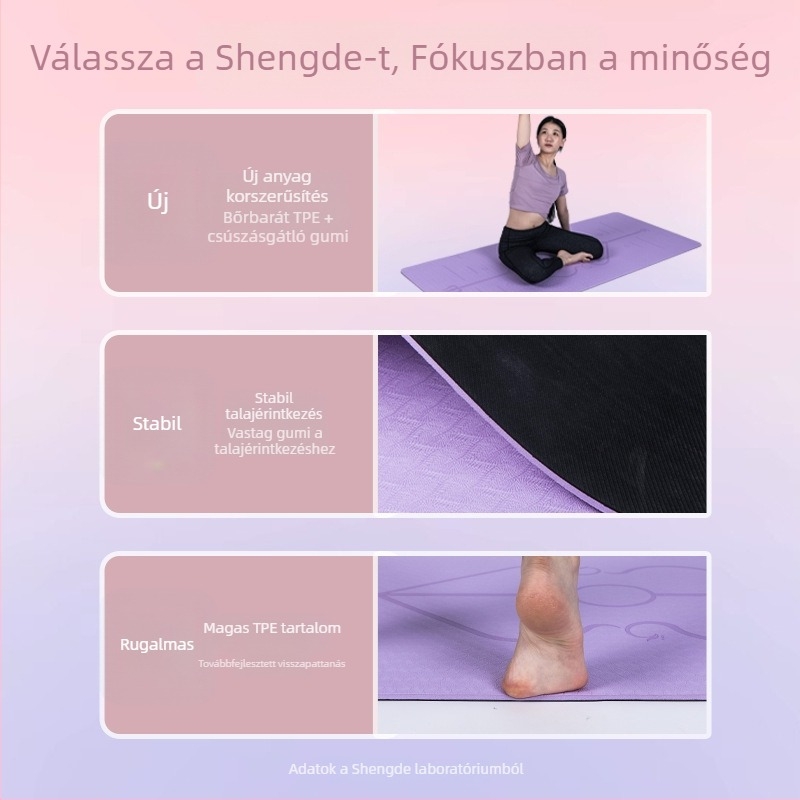 TPE és gumi jóga matrac, 10 mm vastagság, csúszásmentes felület, otthoni edzéshez
