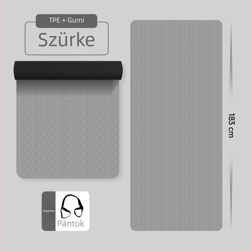 TPE és gumi jóga matrac, 10 mm vastagság, csúszásmentes felület, otthoni edzéshez