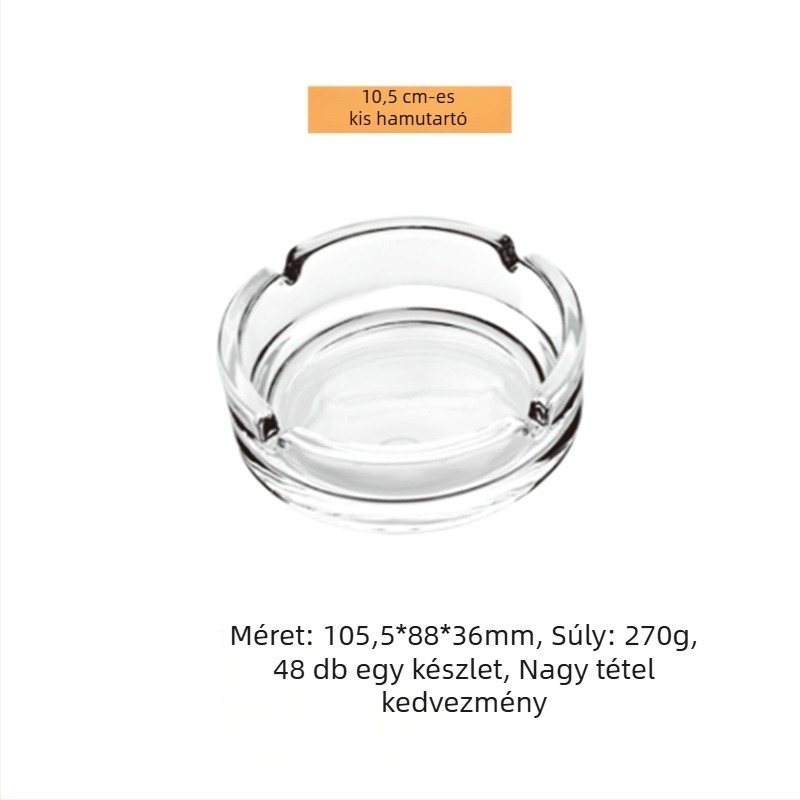 Üvegből készült hamutartó, átlátszó, vastagított kivitel; tároló funkció; újrahasználható; logó nyomtatása elérhető; ajándéknak alkalmas