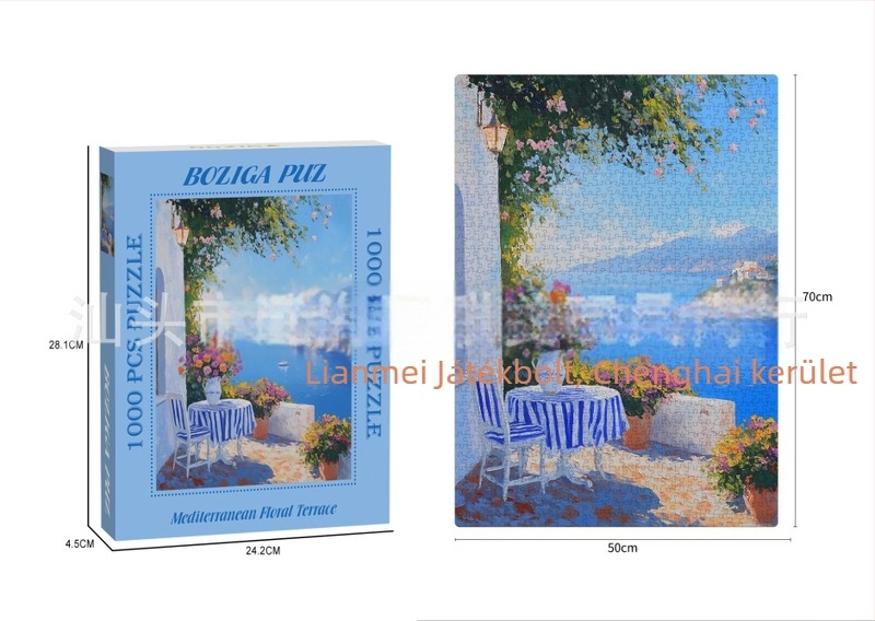 1000 darabos puzzle aranyozott relief dizájnnal, dupla rétegű fehér karton textúrával, DIY karácsonyi puzzle, 2 mm vastagság