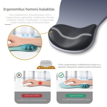 Vízcsepp alakú szilikon csuklóegérpad gradient dizájnnal, vastagított, csúszásmentes, ergonikus számítógépes kézpad