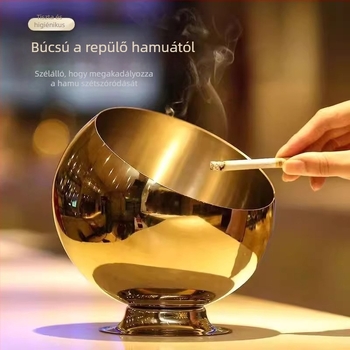 Rozsdamentes acél hamutál - szélálló, multifunkcionális dizájn bárhoz/KTV-hez/online kávézóhoz, tárolóval és ferde tálval