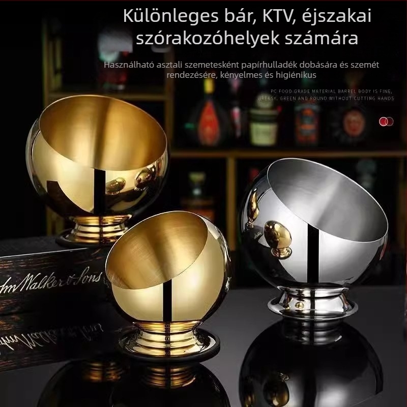 Rozsdamentes acél hamutál - szélálló, multifunkcionális dizájn bárhoz/KTV-hez/online kávézóhoz, tárolóval és ferde tálval
