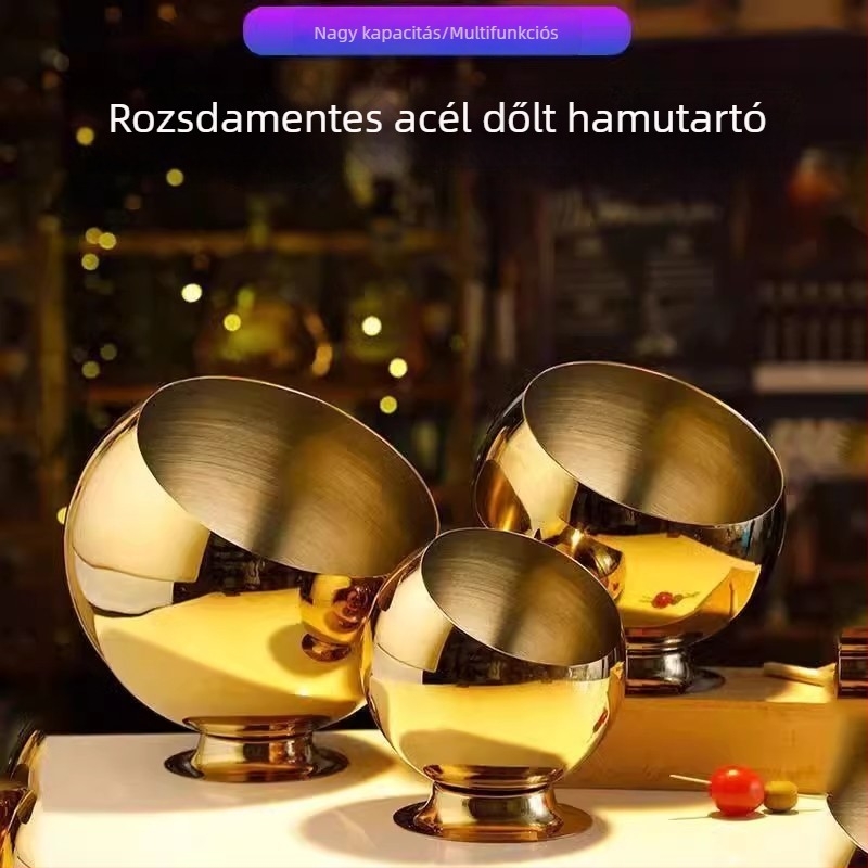Rozsdamentes acél hamutál - szélálló, multifunkcionális dizájn bárhoz/KTV-hez/online kávézóhoz, tárolóval és ferde tálval