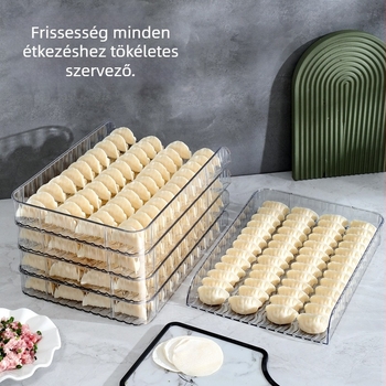 Nokedli tároló doboz fedélfüggönylel, nagy kapacitás, élelmiszer-minőségű műanyag, egyszerű dizájn, többszintű tárolási rendszer