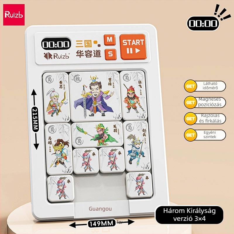 Három Királyság Huarongdao mágneses csúszó puzzle – Oktató játék 7–14 éveseknek, műanyag