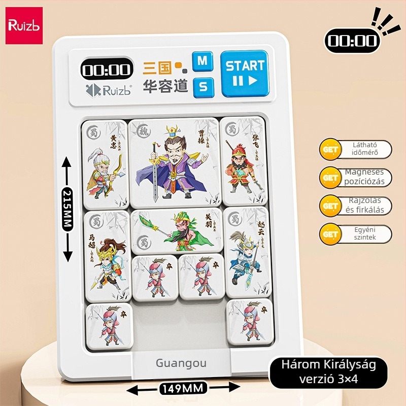 Három Királyság Huarongdao mágneses csúszó puzzle – Oktató játék 7–14 éveseknek, műanyag