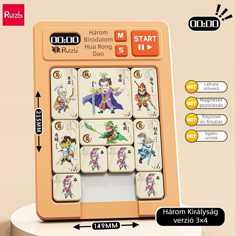 Három Királyság Huarongdao mágneses csúszó puzzle – Oktató játék 7–14 éveseknek, műanyag