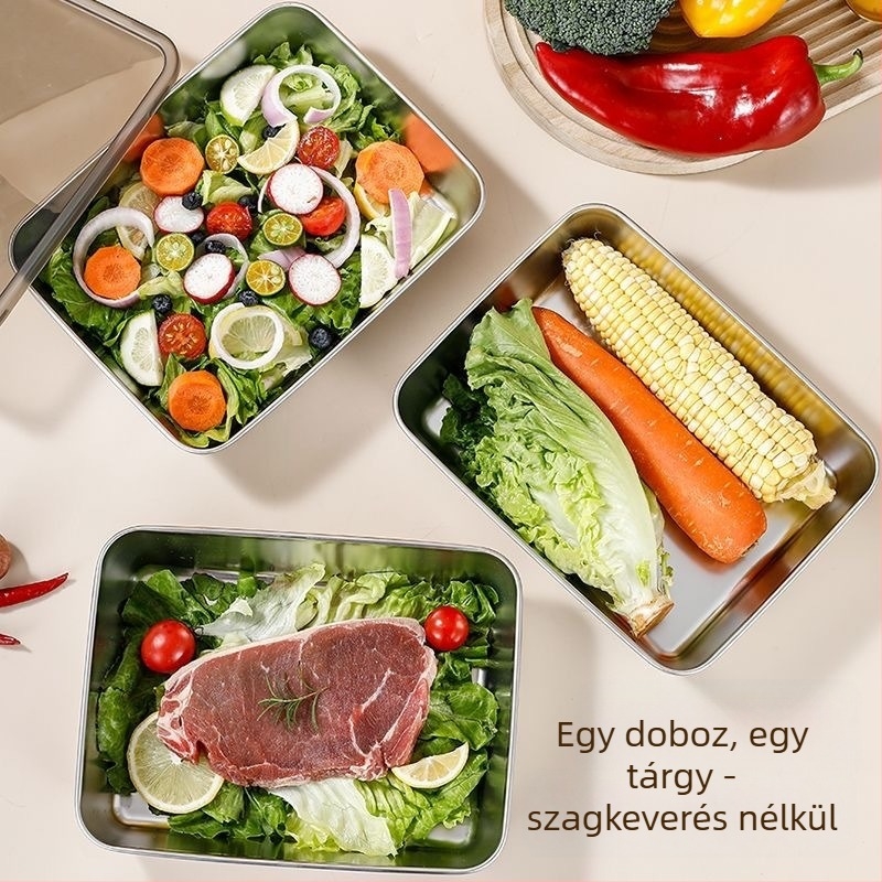 316 rozsdamentes acél gombóc tároló doboz fedővel, 3,1–4 L, otthoni használatra, fagyasztóba tároláshoz, mikrohullámú sütőben nem használható