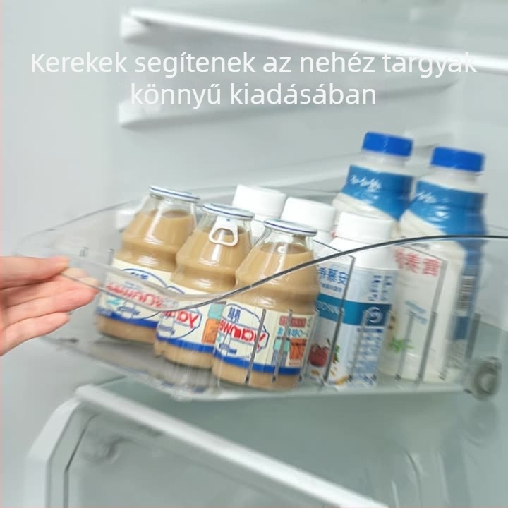 Átlátszó hűtőszekrény tároló doboz válaszfalakkal, PET anyagból, gyümölcs- és zöldség rendező