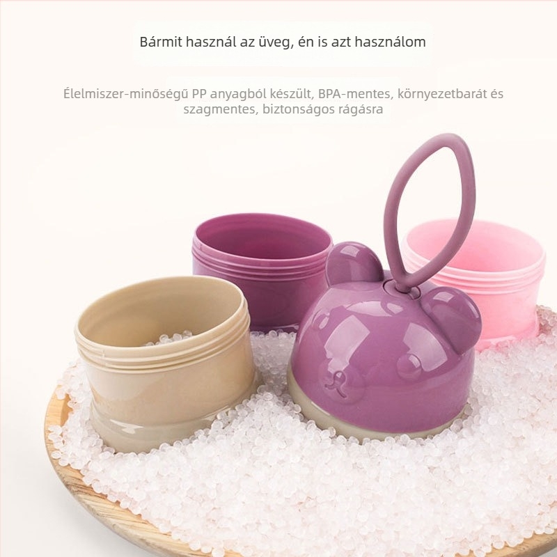 Háromszintes tejpor doboz babáknak, hordozható, zárható nedvességálló, elválasztott rekeszekkel, újszülötteknek