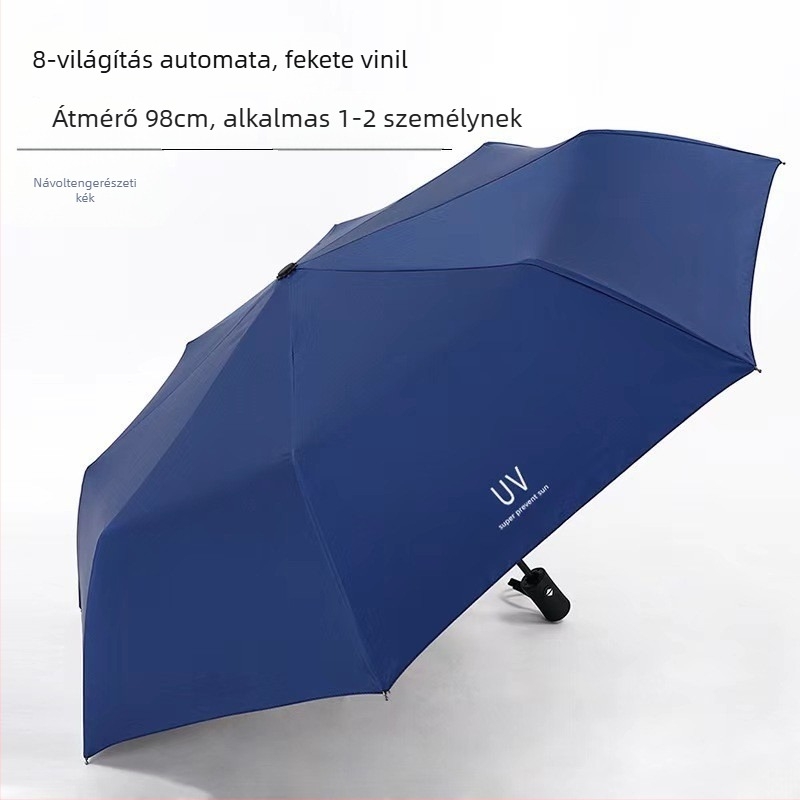 3 részes automata napernyő felnőtteknek, UV védelem UPF>50, acél váz 8 bordával, logó nyomtatása lehetséges