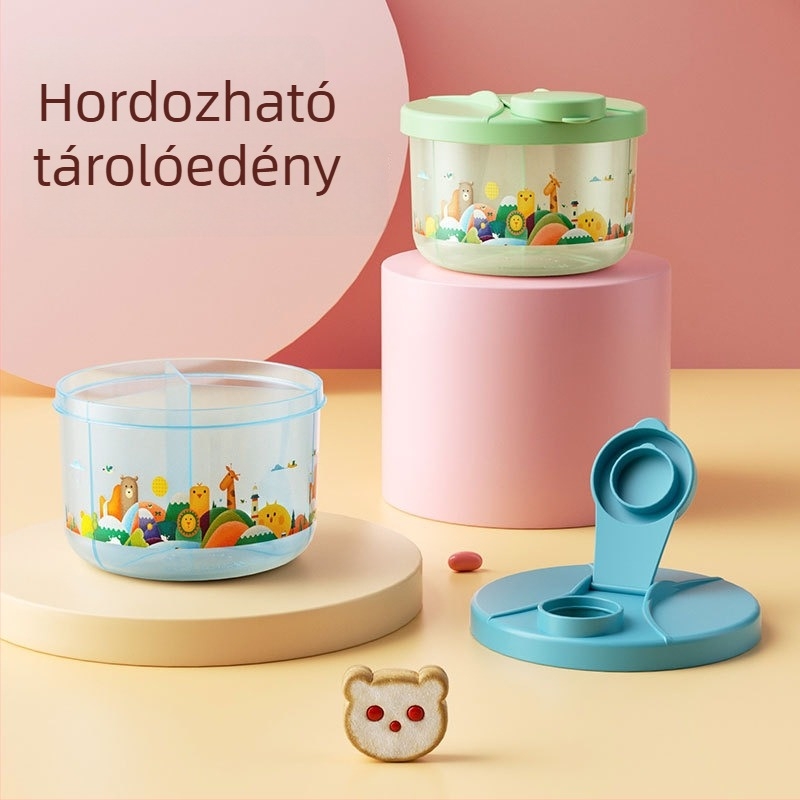 ALGO forgó bébi tápszertároló doboz, hordozható, három rekeszes