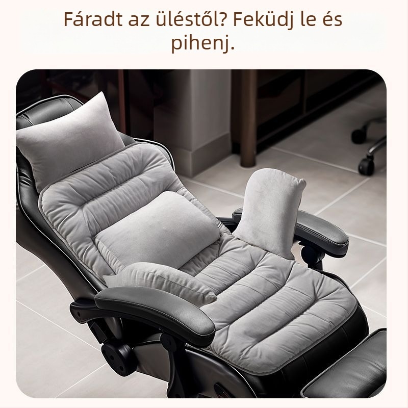 Fűtött ülőpárna beépített háttámlával irodai használatra, USB-s fűtés, felső rész: valódi bőr, uniszex