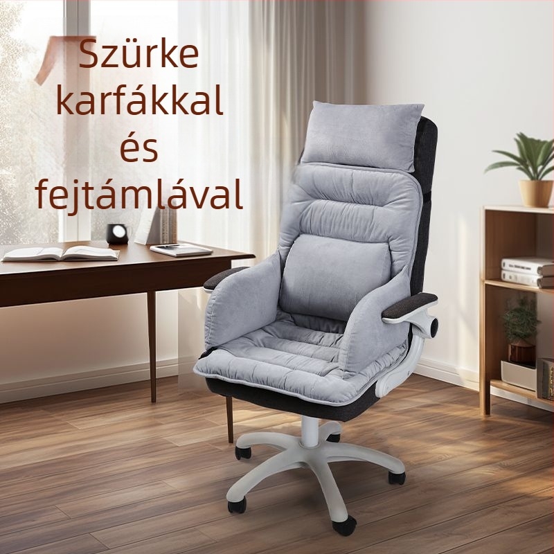 Fűtött ülőpárna beépített háttámlával irodai használatra, USB-s fűtés, felső rész: valódi bőr, uniszex