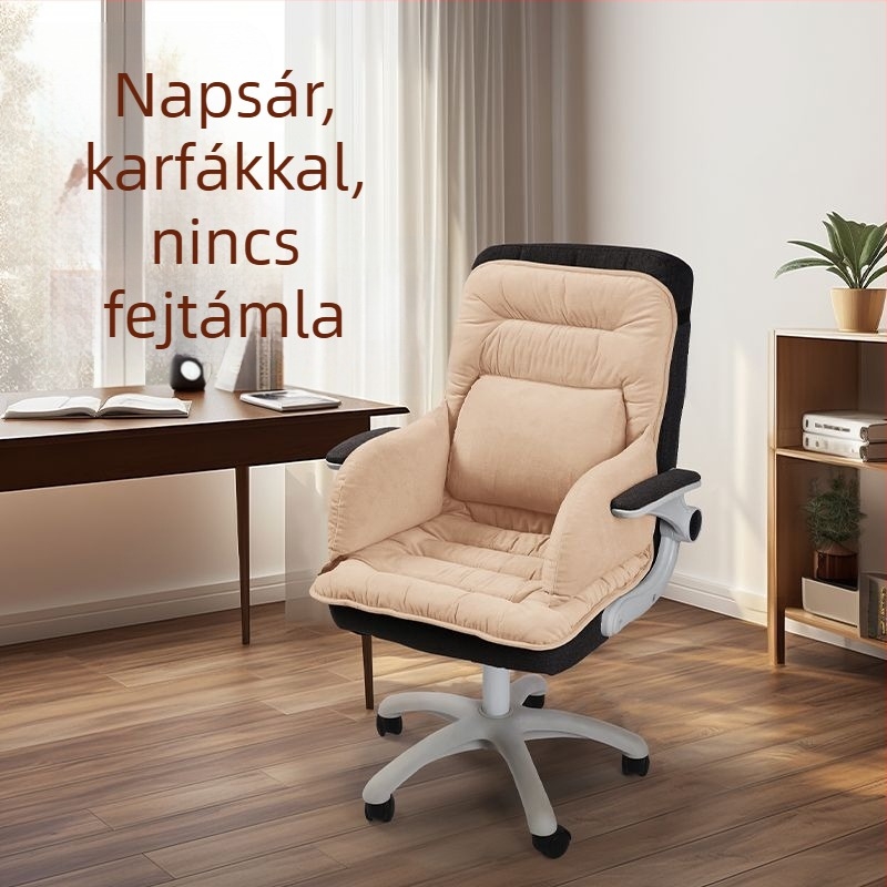 Fűtött ülőpárna beépített háttámlával irodai használatra, USB-s fűtés, felső rész: valódi bőr, uniszex