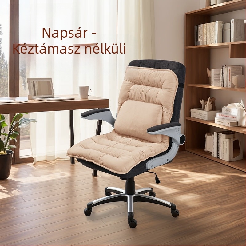 Fűtött ülőpárna beépített háttámlával irodai használatra, USB-s fűtés, felső rész: valódi bőr, uniszex