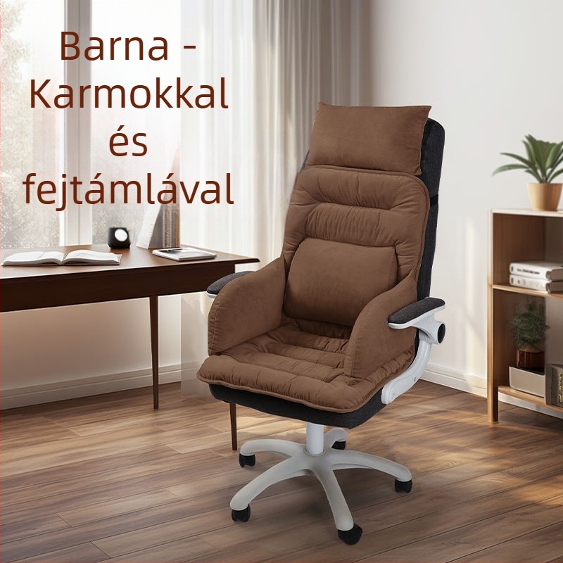 Fűtött ülőpárna beépített háttámlával irodai használatra, USB-s fűtés, felső rész: valódi bőr, uniszex