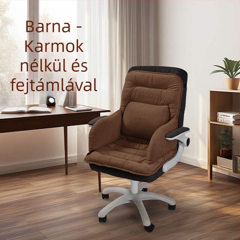 Fűtött ülőpárna beépített háttámlával irodai használatra, USB-s fűtés, felső rész: valódi bőr, uniszex