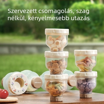 Little White Bear Baba tejpor doboz – hordozható, négy rekeszes, zárható, nagy kapacitású