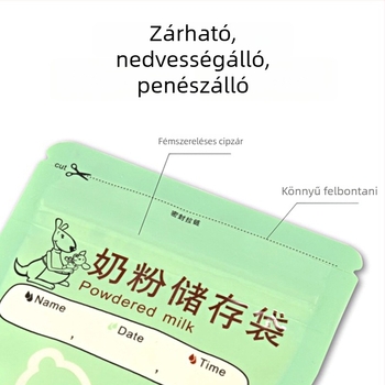 Safety tejpor tároló zacskók, egyszer használatosak, hordozhatóak anyatej és tápszer tárolására, 32 zacskó dobozonként, 0–3 éves korig