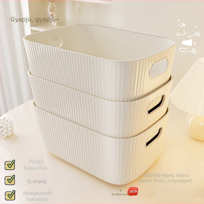 Asztali tároló doboz, 985-ös modell, PP anyag, fedél nélküli, 18 L kapacitás, modern minimalist stílus