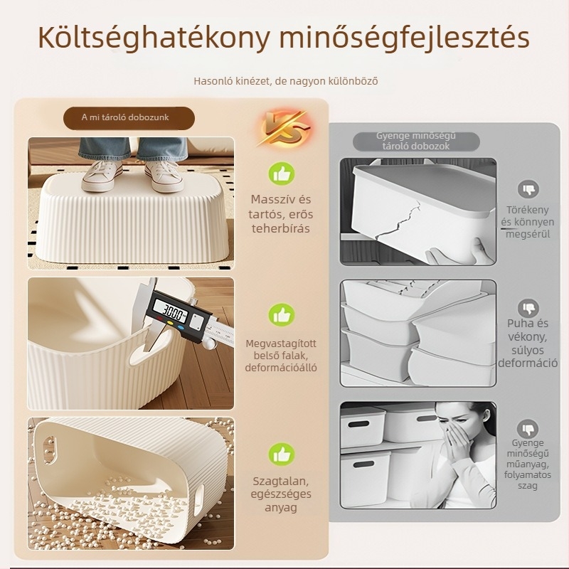 Asztali tároló doboz, 985-ös modell, PP anyag, fedél nélküli, 18 L kapacitás, modern minimalist stílus