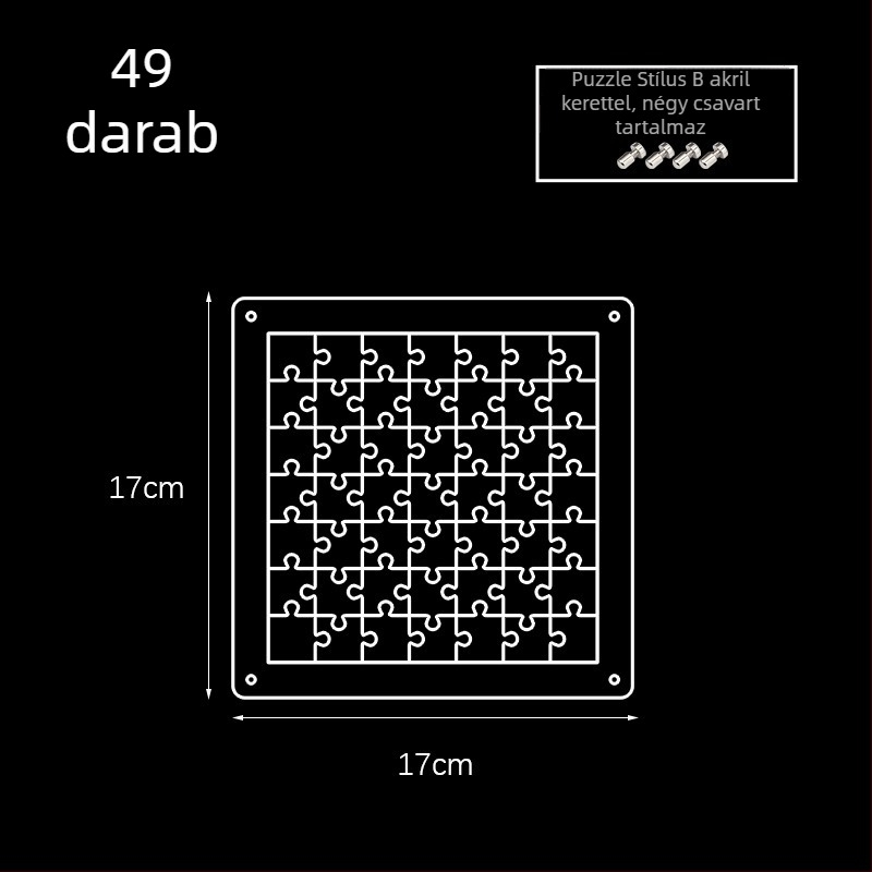 Átlátszó akril 3D puzzle, 49 darab, DIY összeállításhoz