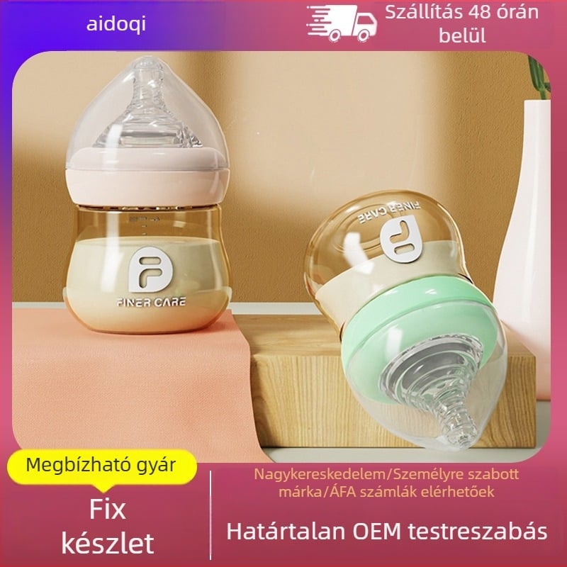 Finercare PPSU újszülött cumisüveg, széles nyakú, ívelt formájú, fogantyú nélkül