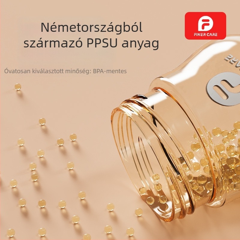 Finercare PPSU újszülött cumisüveg, széles nyakú, ívelt formájú, fogantyú nélkül