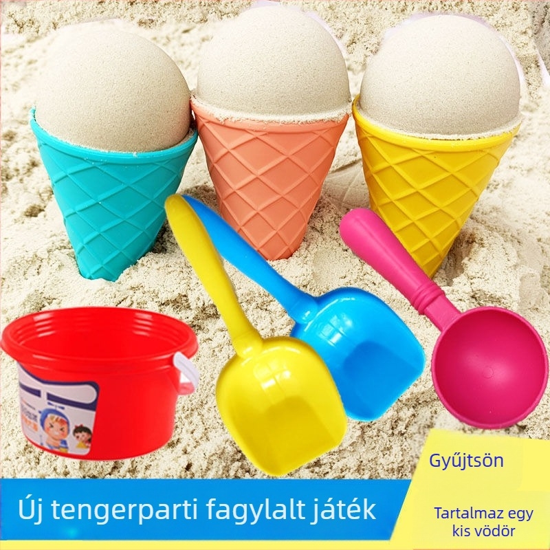 Gyerekeknek szóló plázs játék készlet fagyi témával – műanyag, színes dobozos csomagolás, 3C tanúsítvány 2023152202047939