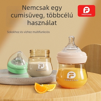 Finercare PPSU babaüveg újszülötteknek, felfúvódás elleni, széles nyílású, görbe forma, fogantyú nélküli