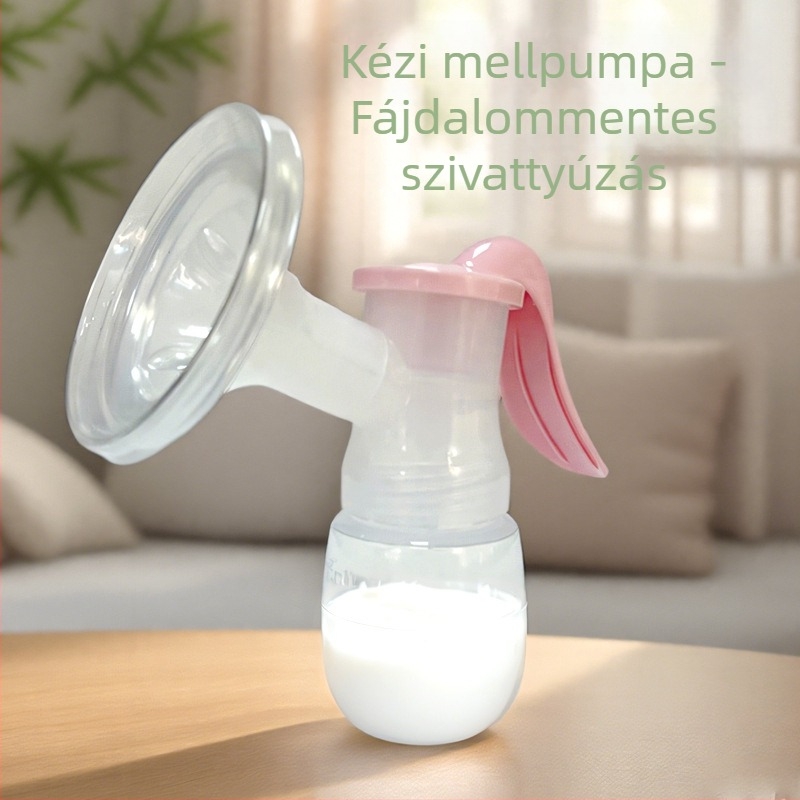 Kézi, hordozható szoptatópumpa tárolóüveggel és bimbóval, PP-anyag