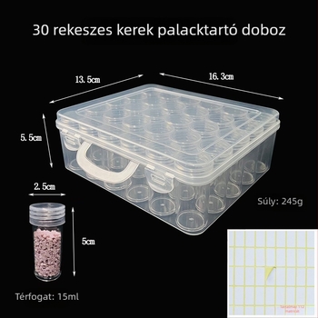 30 rekeszes kerek palacktároló doboz műanyagból, PP+PS, 1L, rekeszes rendező