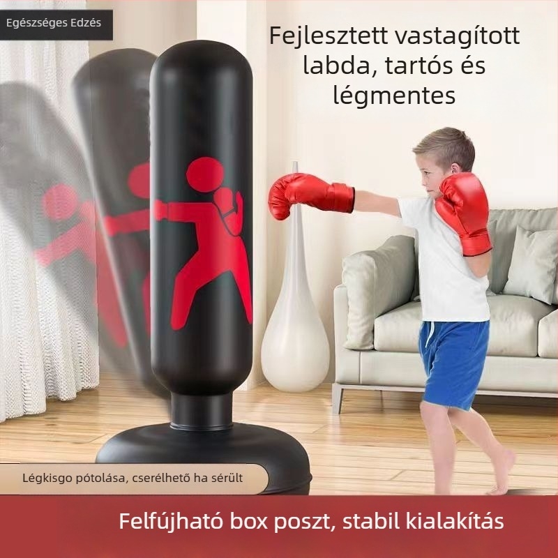 PVC-ből készített felfújható ökölvívó oszlop edzéshez — függőleges kialakítás, tömeg 700, alkalmas erőnléti edzésekre