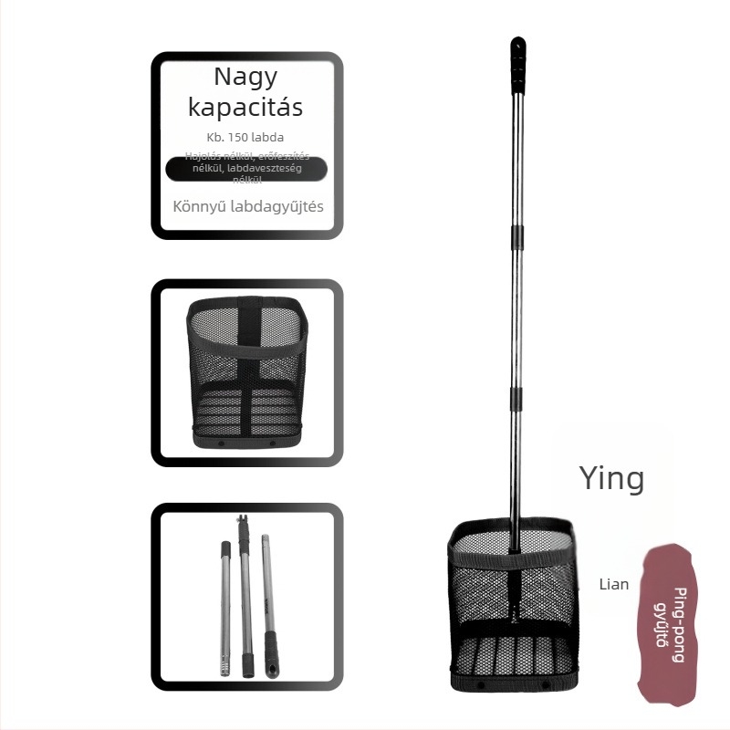 Hordozható asztalitenisz-labdagyűjtő edzőállvánnyal és labdahálóval — Modell F97S69S85685HJ