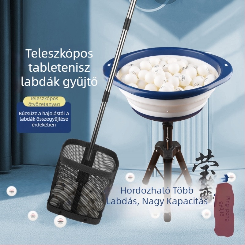 Hordozható asztalitenisz-labdagyűjtő edzőállvánnyal és labdahálóval — Modell F97S69S85685HJ