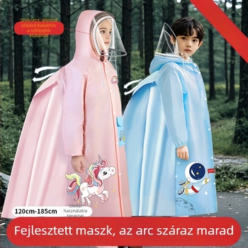 Gyerekeknek készült teljes testű vízálló esőponcho iskolai hátizsákkal, EVA anyag, újrahasználható, logóval nyomtatott