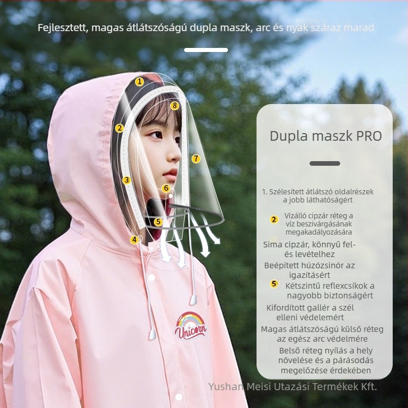 Gyerekeknek készült teljes testű vízálló esőponcho iskolai hátizsákkal, EVA anyag, újrahasználható, logóval nyomtatott