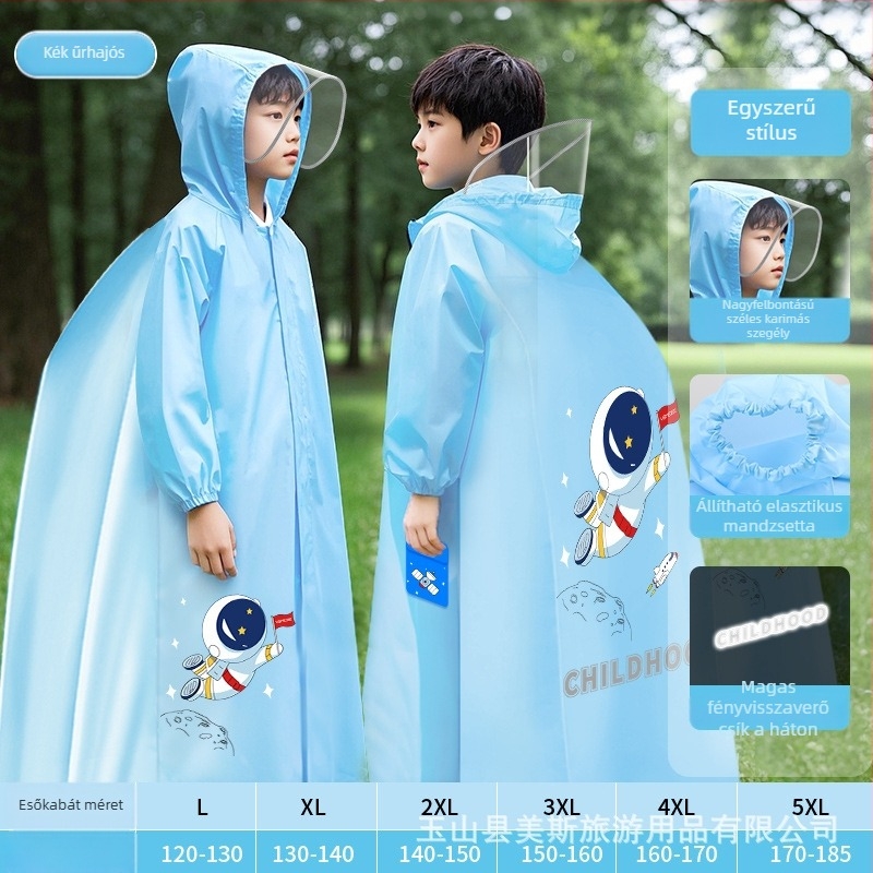 Gyerekeknek készült teljes testű vízálló esőponcho iskolai hátizsákkal, EVA anyag, újrahasználható, logóval nyomtatott