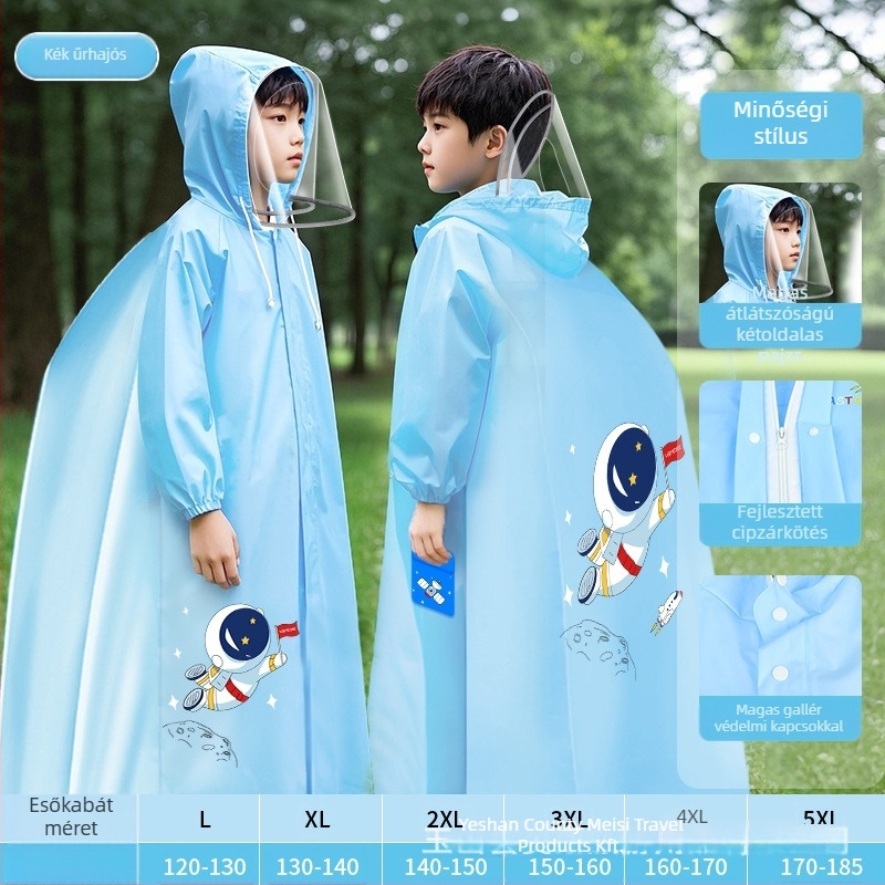 Gyerekeknek készült teljes testű vízálló esőponcho iskolai hátizsákkal, EVA anyag, újrahasználható, logóval nyomtatott