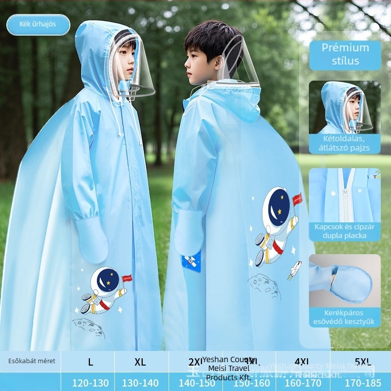 Gyerekeknek készült teljes testű vízálló esőponcho iskolai hátizsákkal, EVA anyag, újrahasználható, logóval nyomtatott