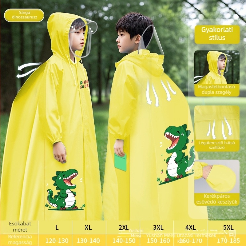 Gyerekeknek készült teljes testű vízálló esőponcho iskolai hátizsákkal, EVA anyag, újrahasználható, logóval nyomtatott