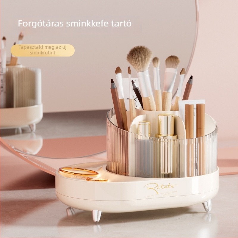 Asztali kozmetikai tároló rekeszekkel a sminkecskék és tollak számára, műanyag, Zuo Cheng márka, modern minimalist stílus
