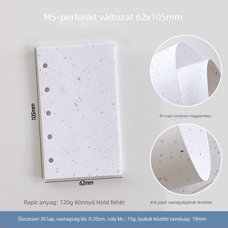 Kivehető notesz belső oldalak cserekészlet — speciális papírral, DIY jegyzetekhez