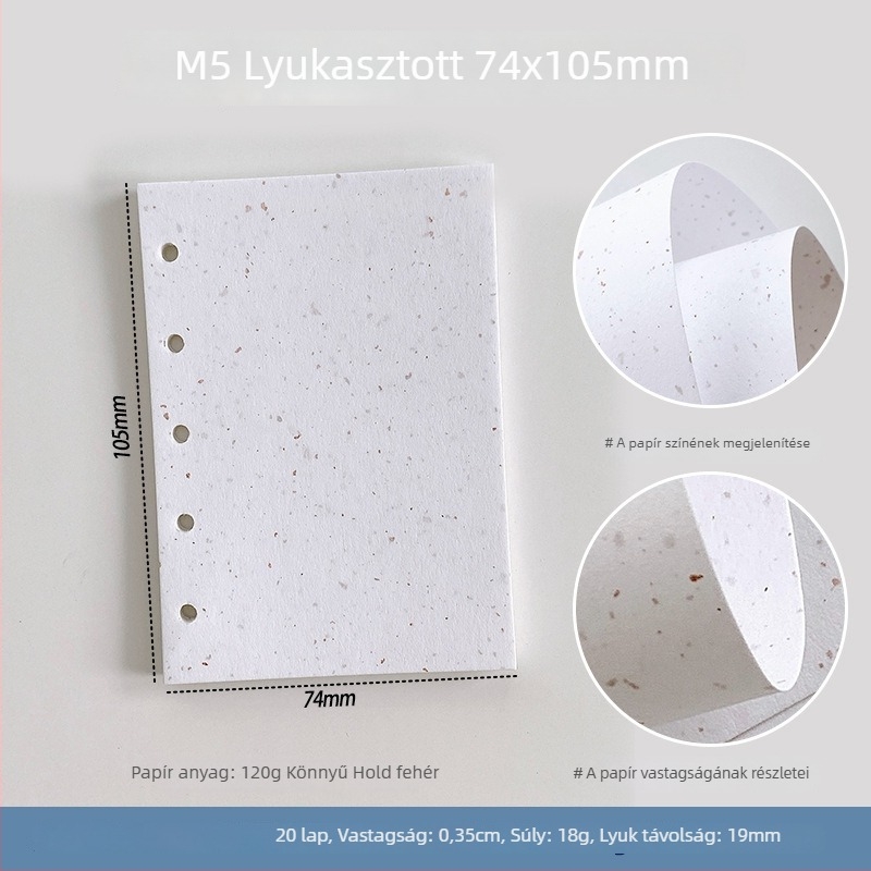 Kivehető notesz belső oldalak cserekészlet — speciális papírral, DIY jegyzetekhez